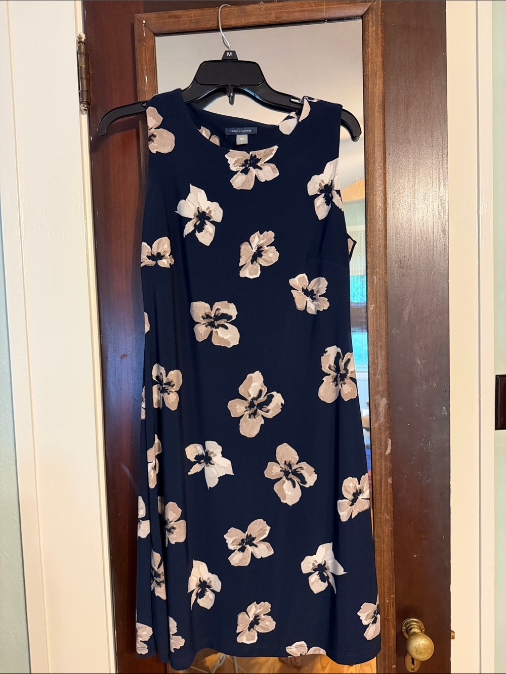 Tommy Hilfiger Navy Midi Dress with Cream Floral Print